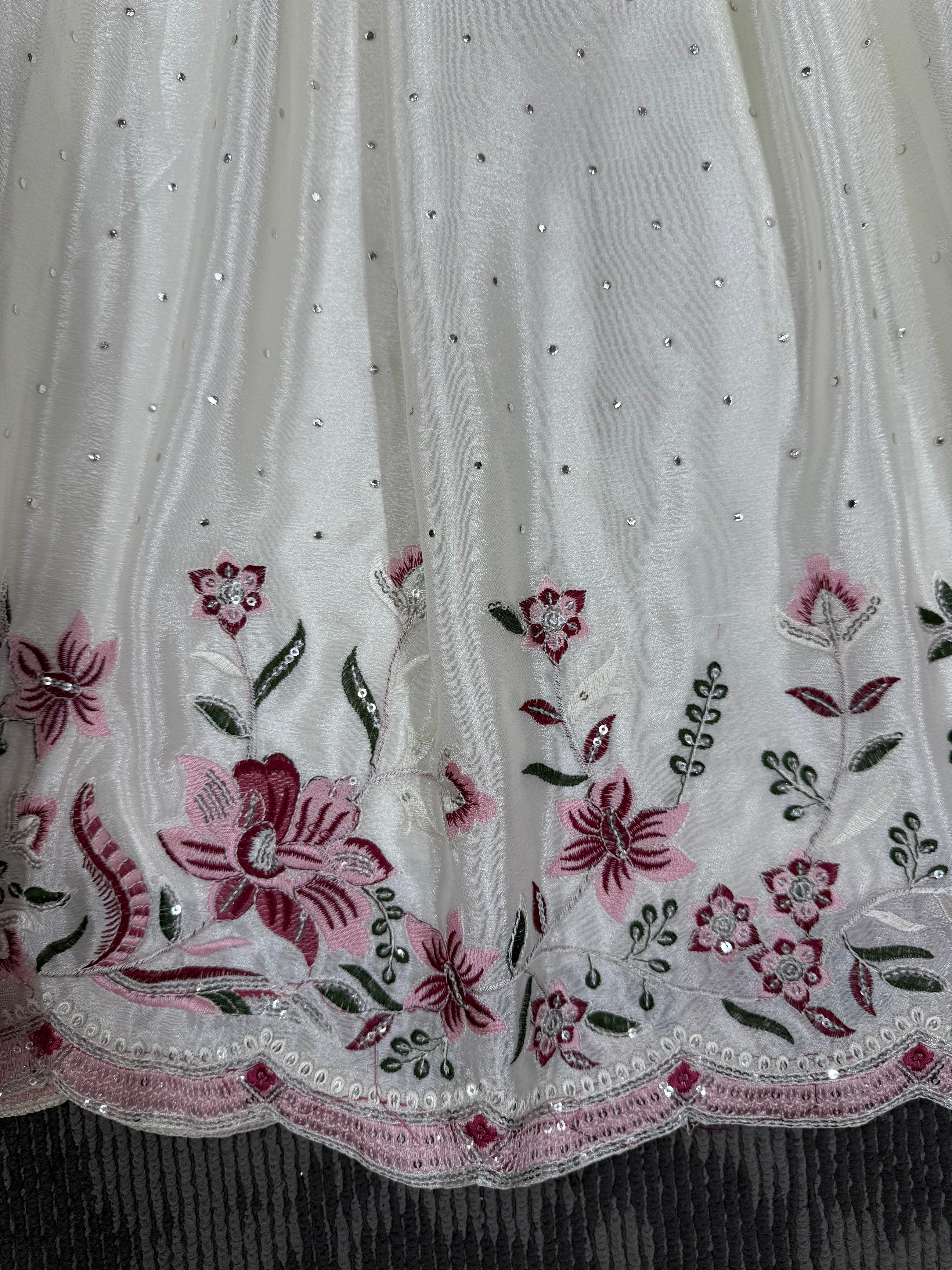 Beautiful Chinon Silk Sequence Work Gown - Image 3