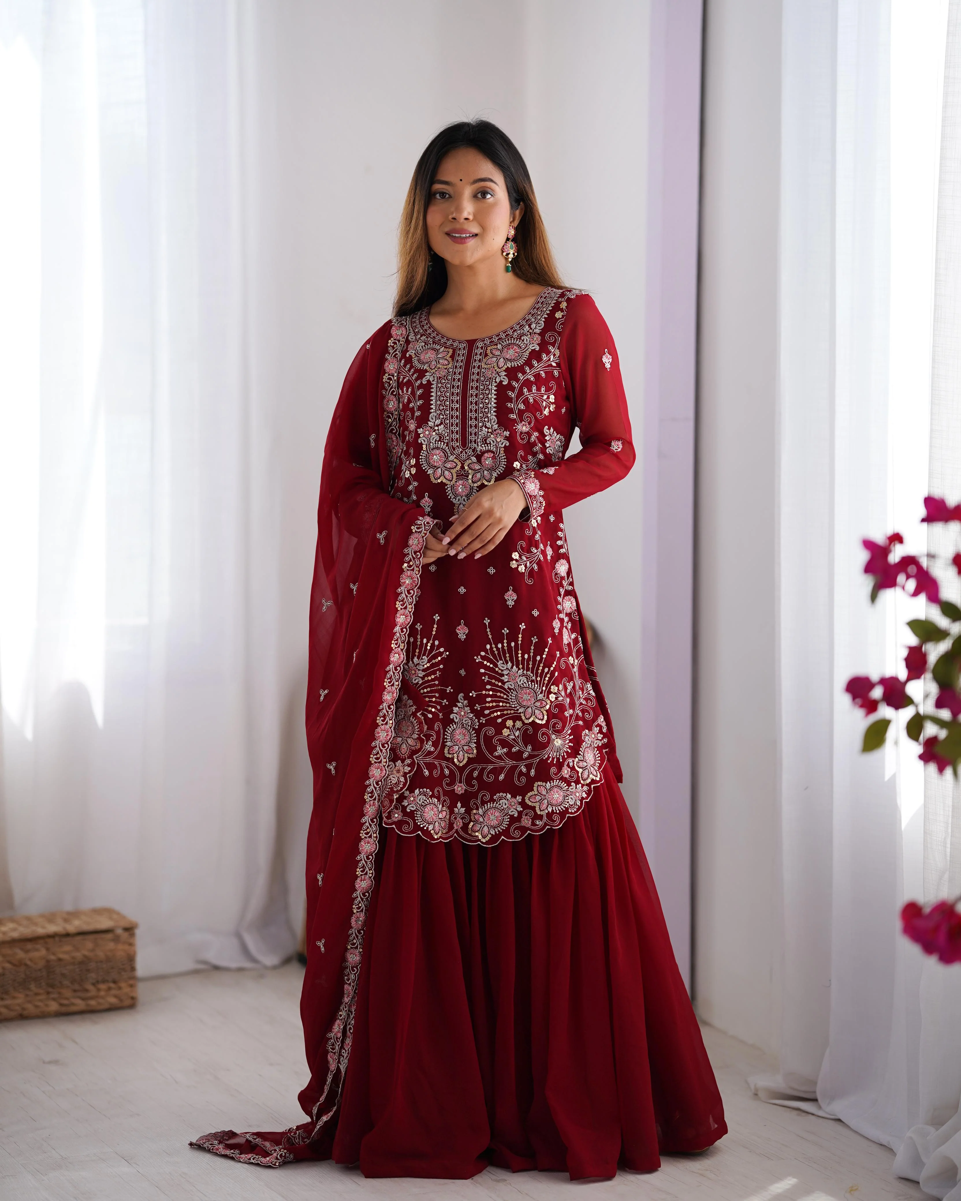 Beautiful Festival Special Georgette Thread With Sequence Work Sharara - Image 3
