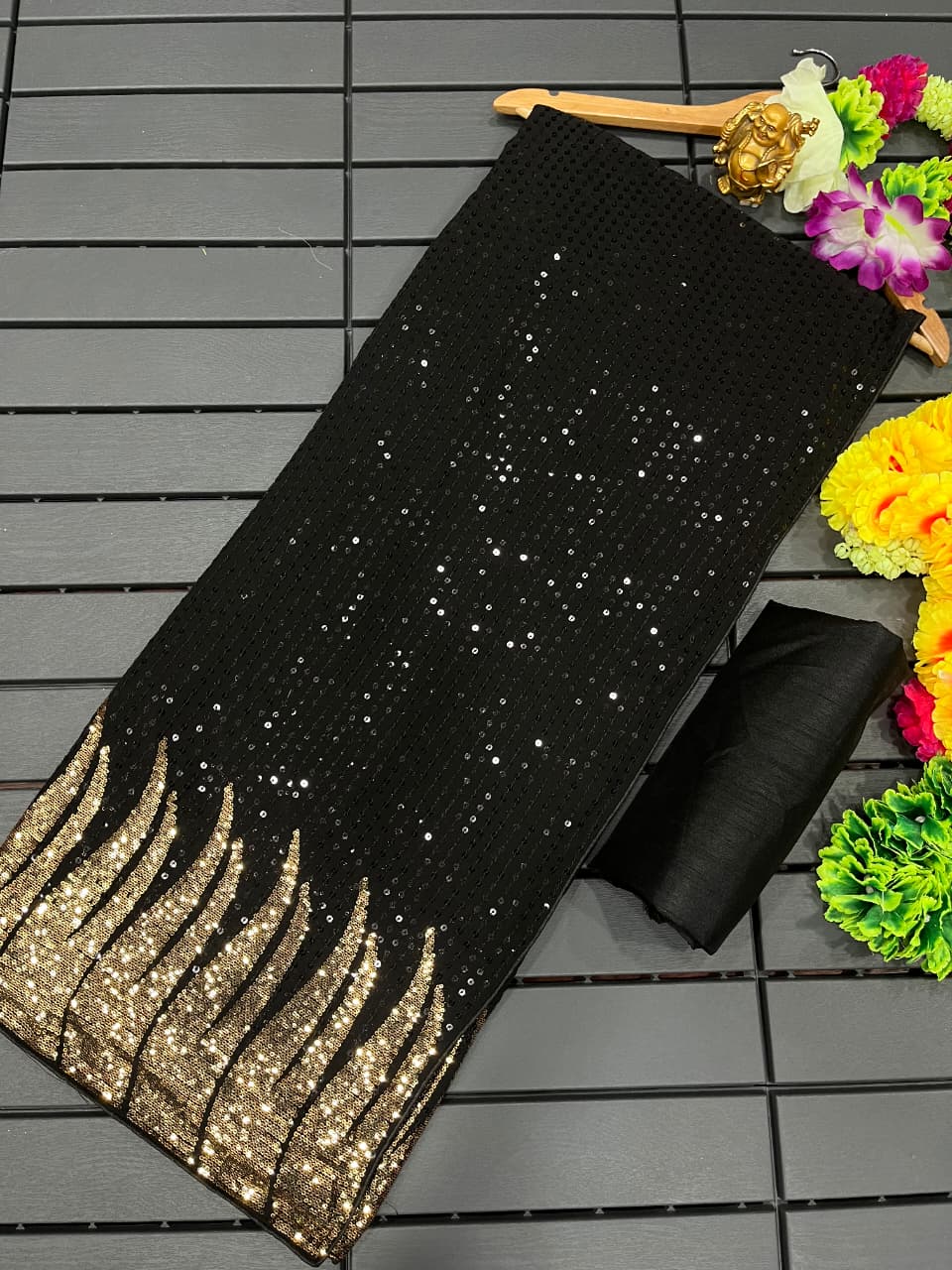 Bollywood Block-buster Georgette Sequence & Embroidery Work Saree - Image 5