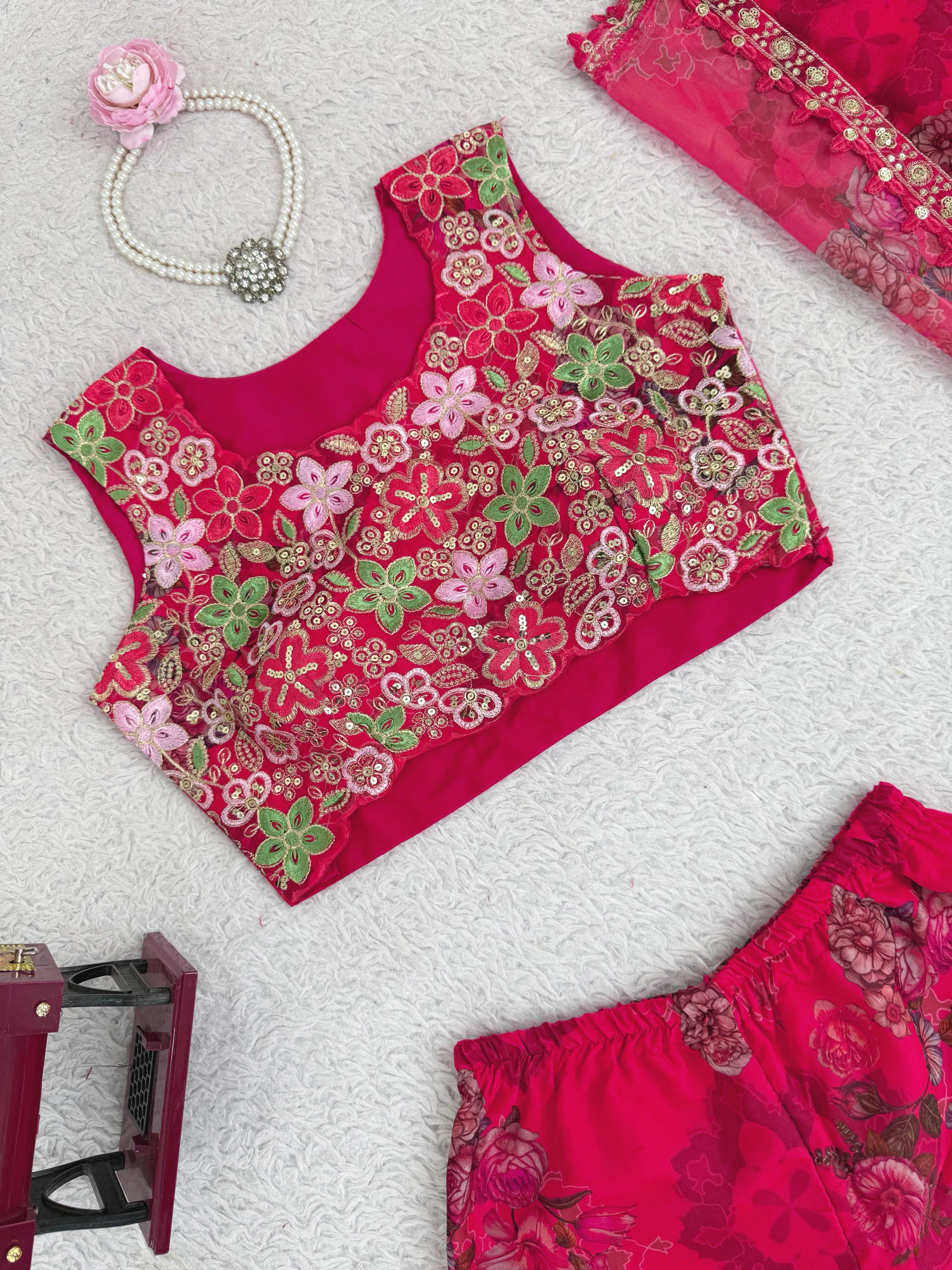 Designer Elegant Tibby Silk Ethnic Wear Sharara Set - Image 14