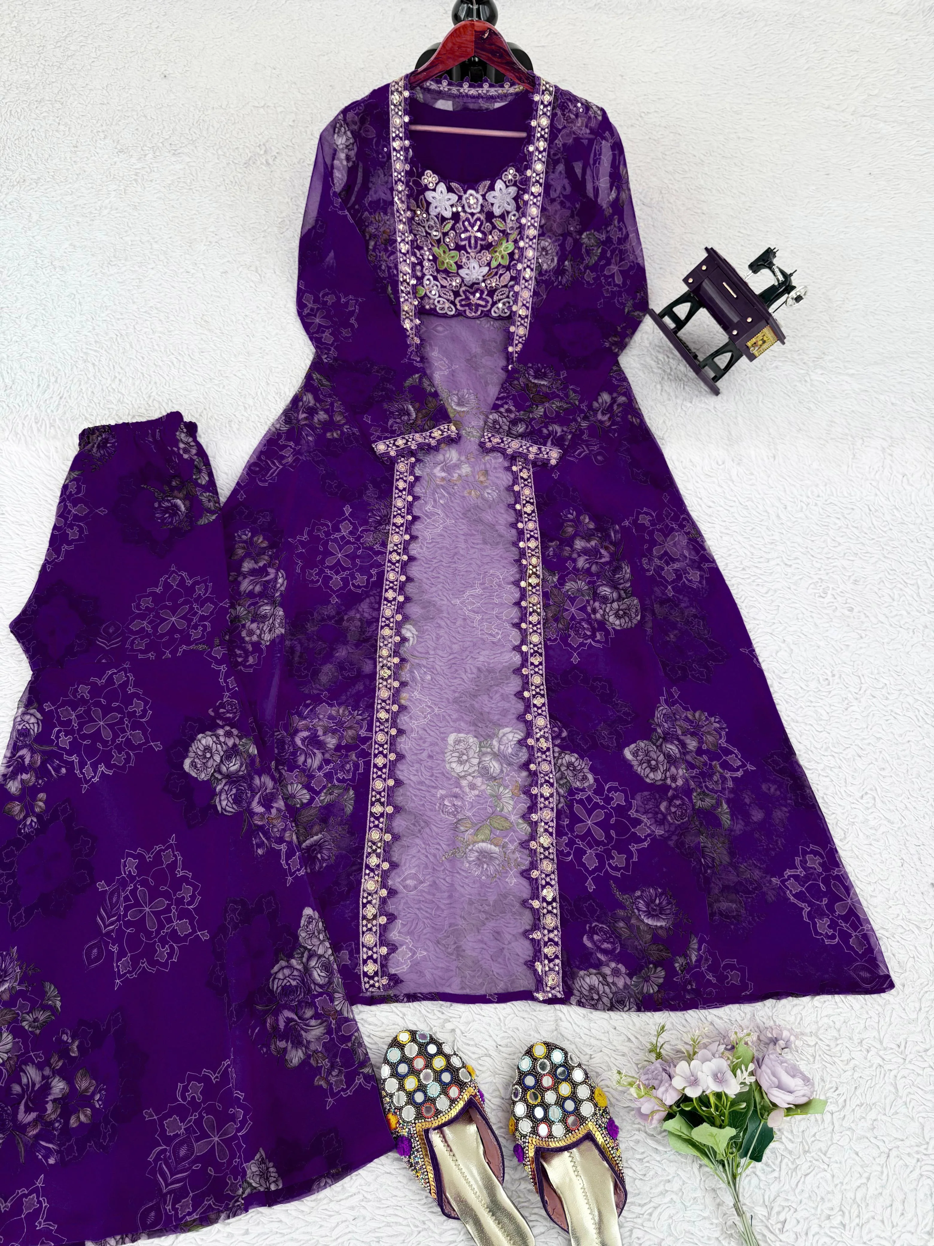 Designer Elegant Tibby Silk Ethnic Wear Sharara Set - Image 9