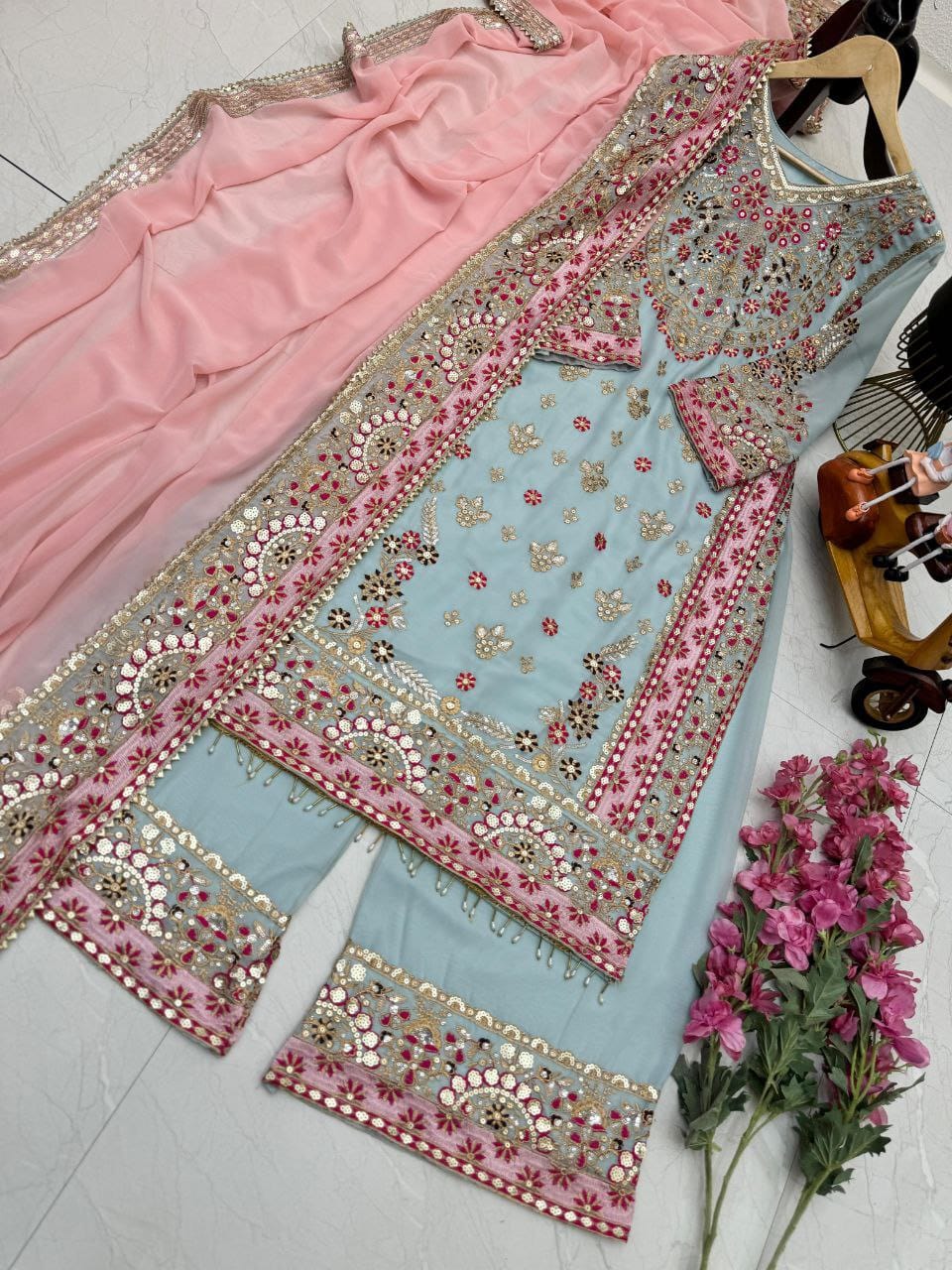 Designer Partywere Georgette Embroidery Work Salwar Suit - Image 3