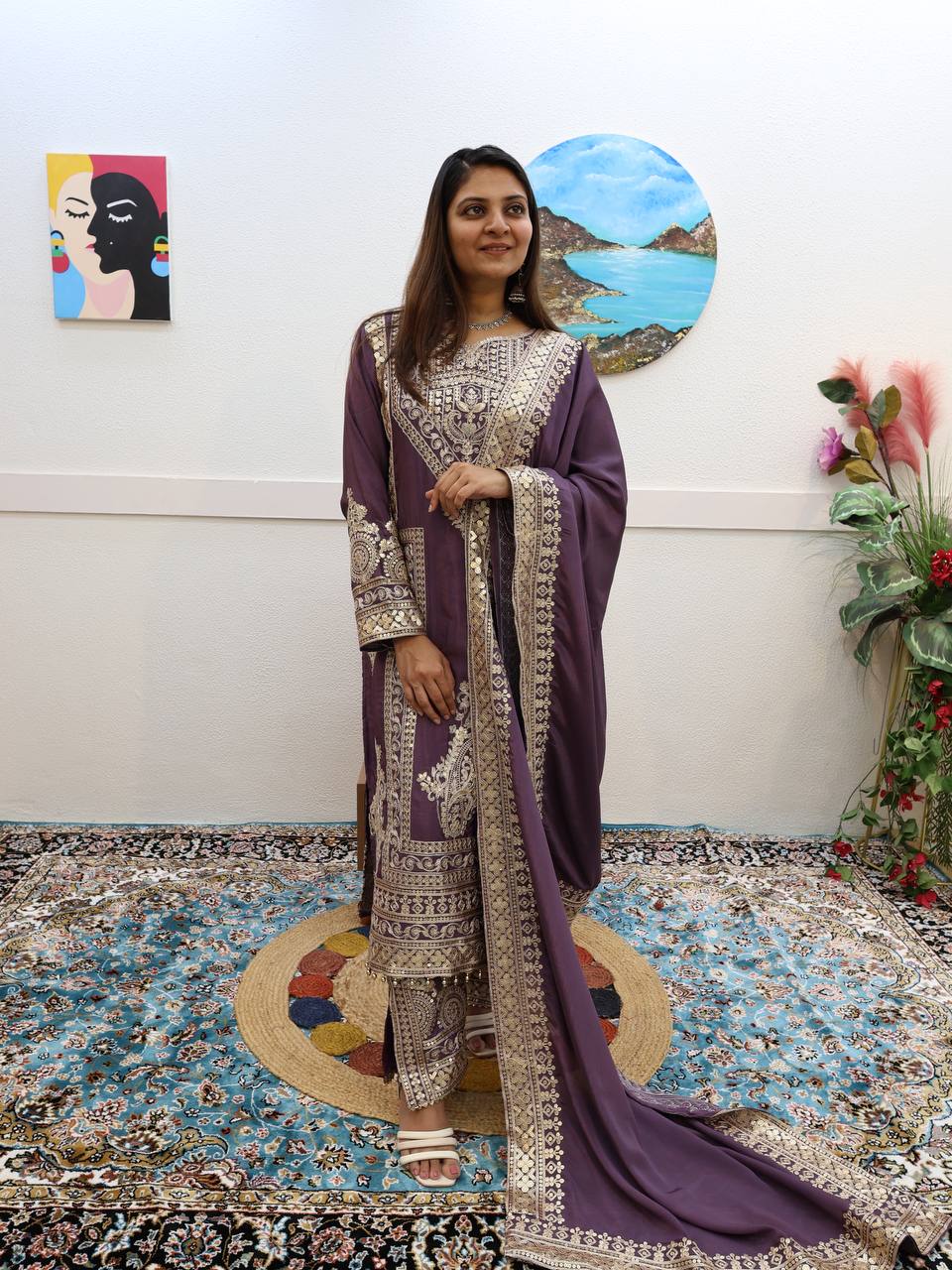 Partywere Chionon Silk Sequence Embroidery Work Salwar Suit - Image 4