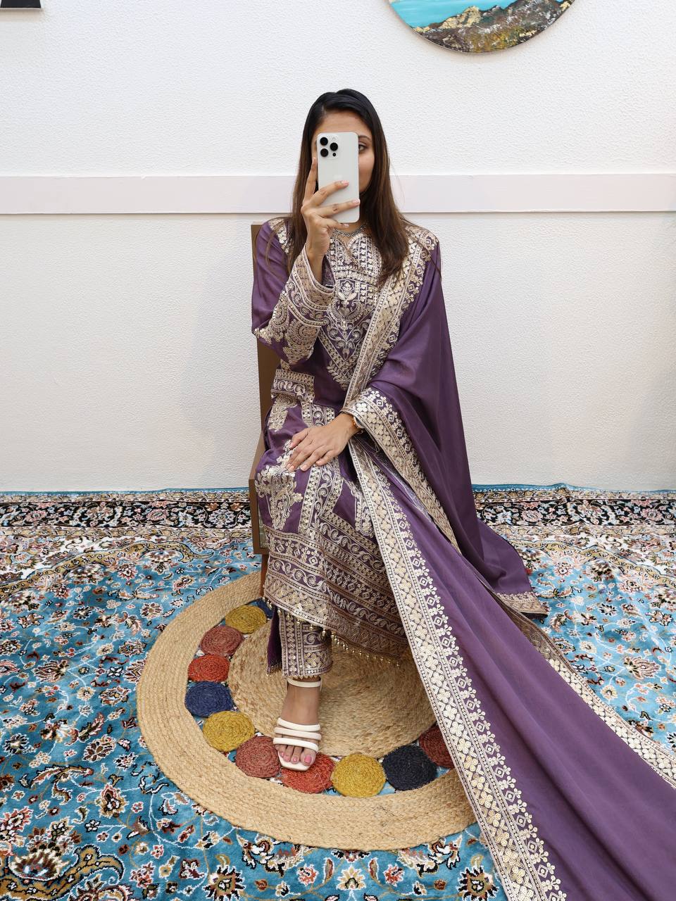 Partywere Chionon Silk Sequence Embroidery Work Salwar Suit - Image 6